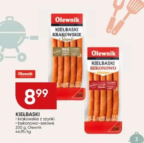 Kiełbaski bekonowo-serowe Olewnik