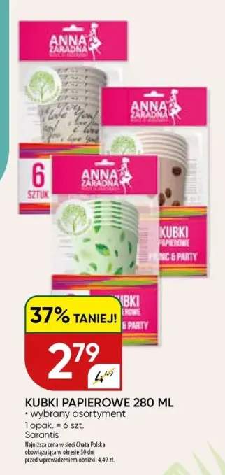Kubki papierowe Anna Zaradna Picnic & Party