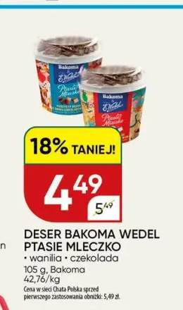 Deser Bakoma Wedel Ptasie Mleczko wanilia +1 wariant