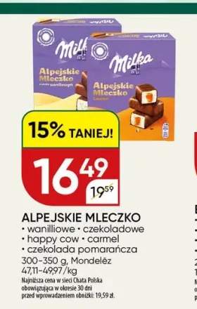 Alpejskie Mleczko Milka waniliowe +4 warianty