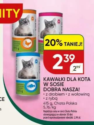 Kawałki dla kota w sosie Dobra Nasza! z drobiem +2 warianty