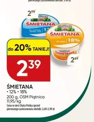 Śmietana 12% OSM Piątnica +1 wariant