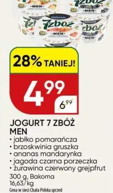 Jogurt 7 zbóż Men jabłko pomarańcza Bakoma +4 warianty