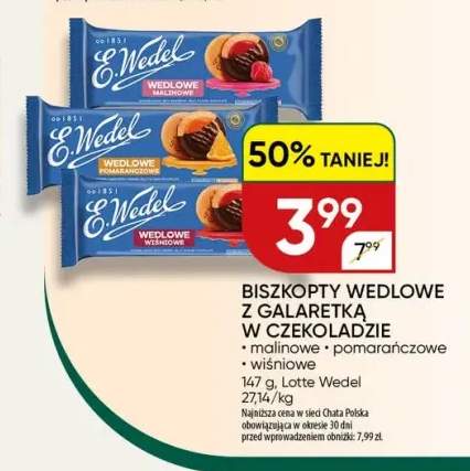 Biszkopty z galaretką w czekoladzie E.Wedel Malinowe +2 warianty
