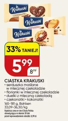 Ciastka Krakuski Serduszka Maślane w mlecznej czekoladzie +4 warianty