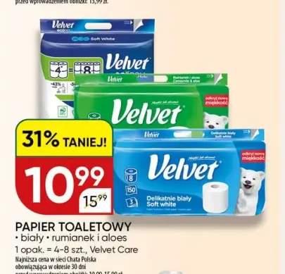 Papier toaletowy Velvet delikatnie biały +1 wariant