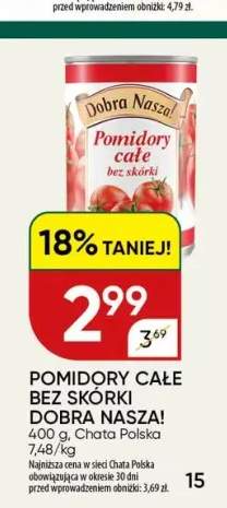 Pomidory całe bez skórki Dobra Nasza!