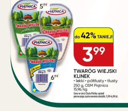 Twaróg wiejski klinek lekki Piątnica +2 warianty
