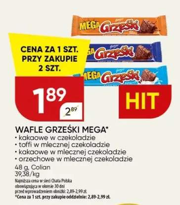 Wafel Grześki Mega kakaowy w czekoladzie +3 warianty