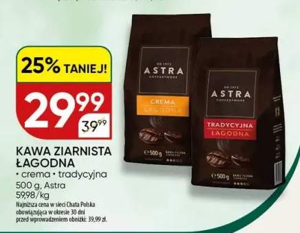 Kawa ziarnista Łagodna Tradycyjna Astra +1 wariant