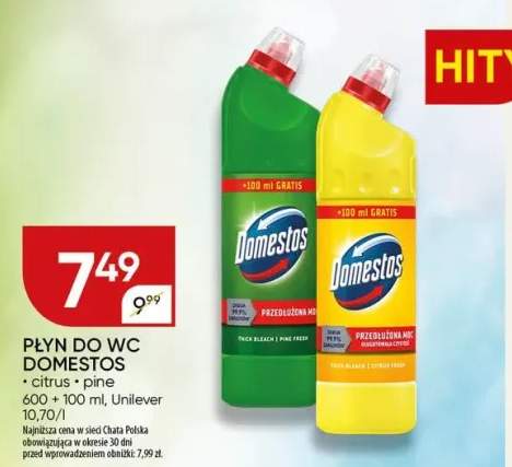 Płyn do WC Domestos Citrus +1 wariant