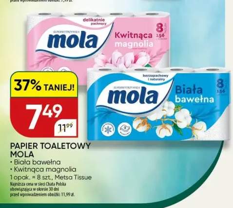 Papier toaletowy Mola Biała bawełna +1 wariant