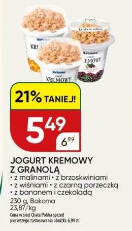 Jogurt kremowy z granolą z malinami Bakoma +4 warianty