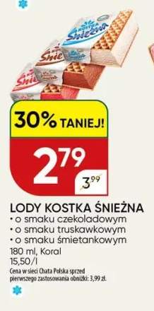 Lody Kostka Śnieżna o smaku czekoladowym +2 warianty