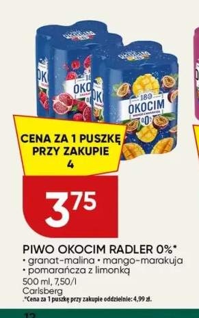 Piwo bezalkoholowe Okocim Radler granat-malina +2 warianty