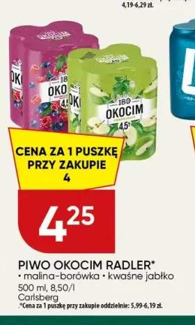 Piwo Okocim Radler malina-borówka +1 wariant