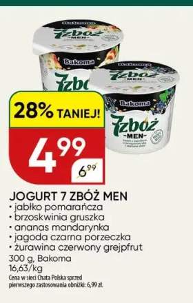 Jogurt 7 Zbóż Men brzoskwinia gruszka Bakoma +4 warianty