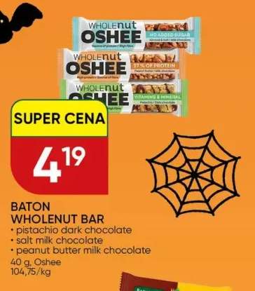 Baton Wholenut Bar pistachio dark chocolate Oshee +2 warianty