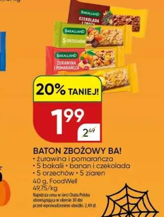 Baton zbożowy BA! żurawina i pomarańcza +4 warianty