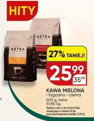 Kawa mielona łagodna Astra +1 wariant